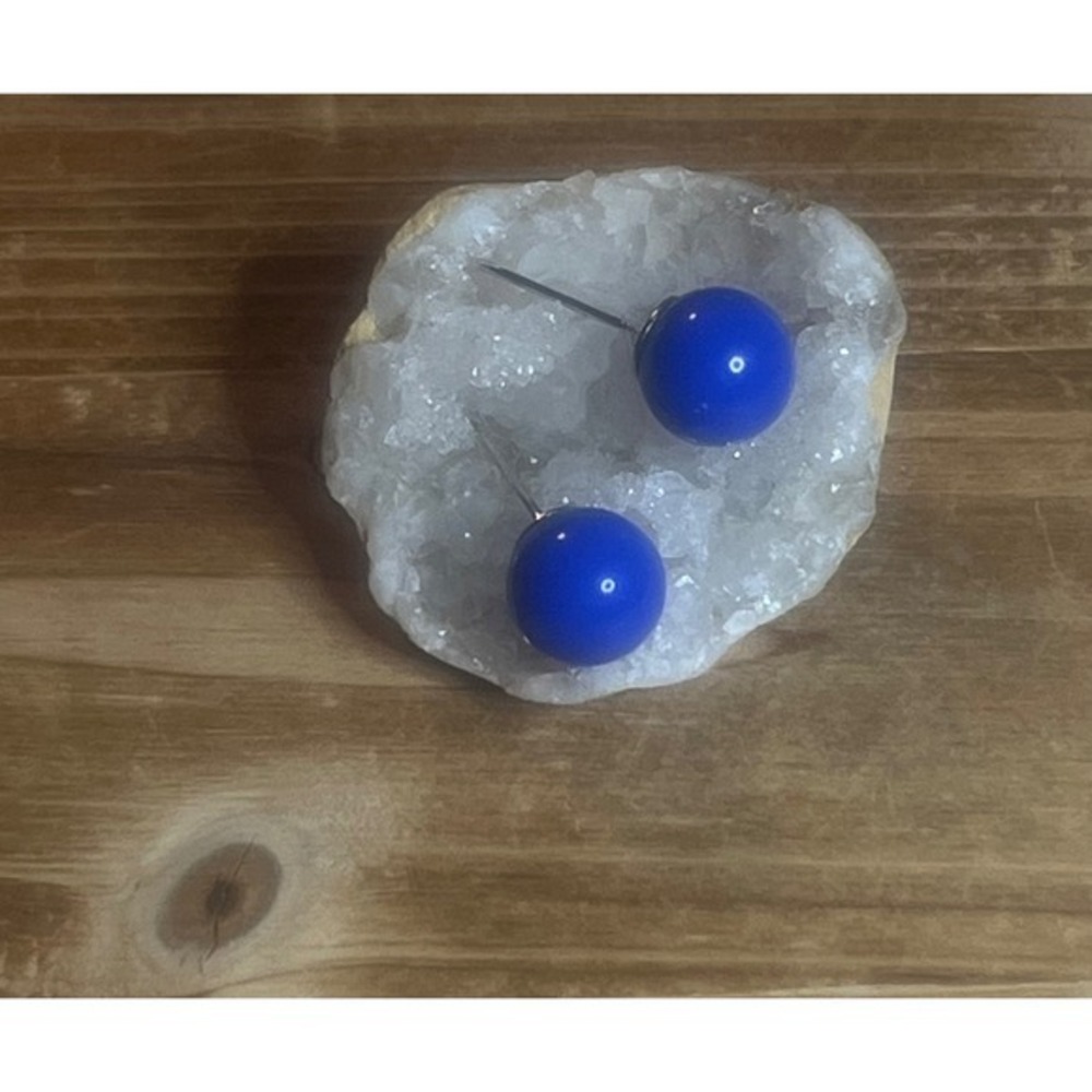 Royal Blue Round Stud Resin Earrings-Party, Rave, Chic, fun, Festival, Gift -New